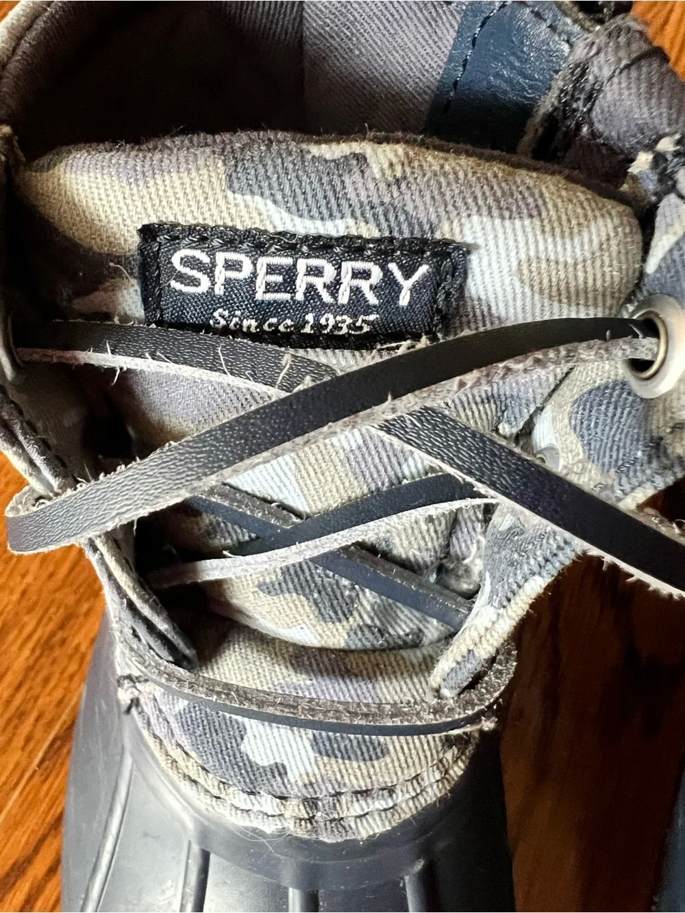 Sperry Toddler Dark Navy Blue Camo Duck Boots Unisex